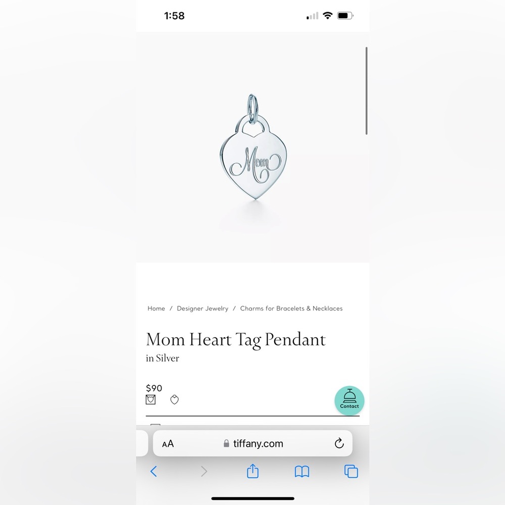 Tiffany & Co MOM heart tag necklace with chain